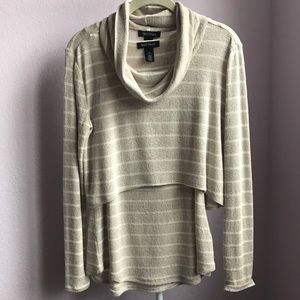 cream and white cowl sweater